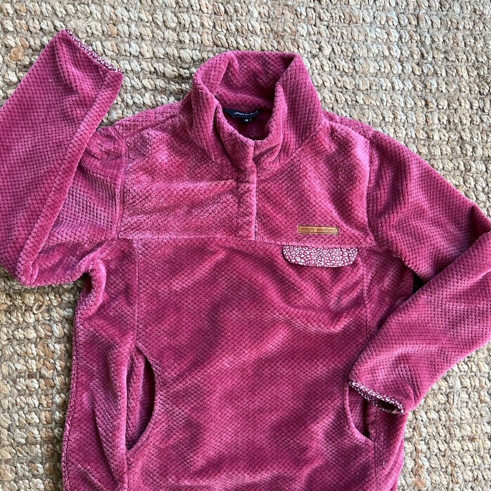 Simply Southern Raspberry Textured Pullover - Picture 1 of 7